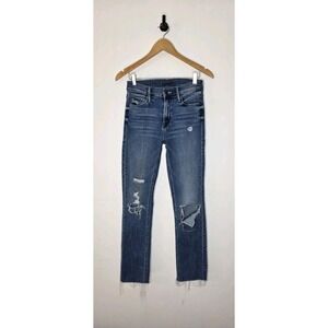 Mother The Mid Rise Dazzler Ankle Fray Weekend Warrior Jeans Women's Size 25